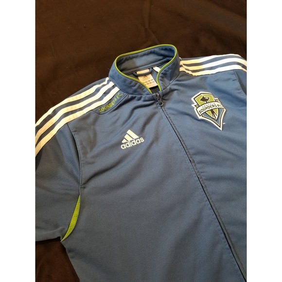 VTG ADIDAS Climalite SEATTLE SOUNDERS FC Training Zip Track Jacket Jersey Large - Picture 11 of 15